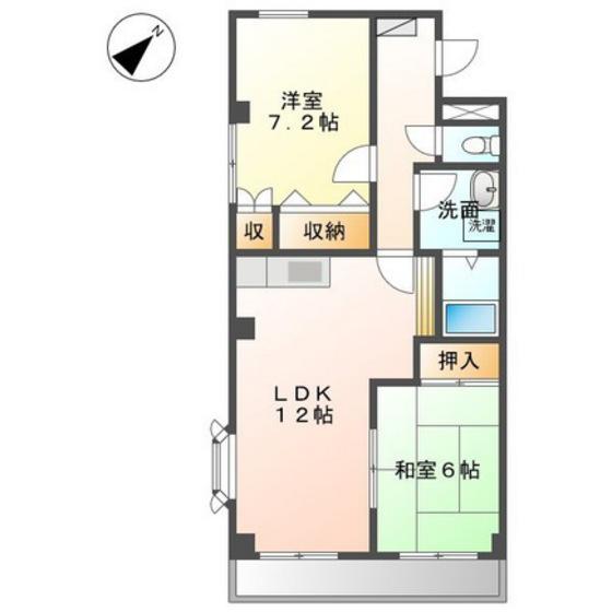 サンピア大福(2LDK/2階)の間取り写真