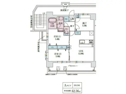 スプランディッド玉造DUE(2SLDK/6階)の間取り写真