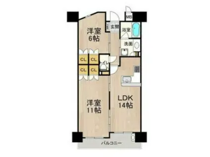 フロンティアタワー日本橋(3LDK/2階)の間取り写真