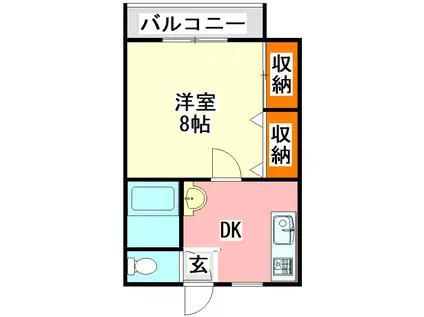 オーク立岩(1DK/1階)の間取り写真