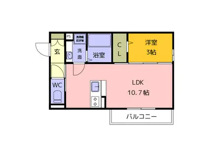クレール(1LDK/3階)の間取り写真