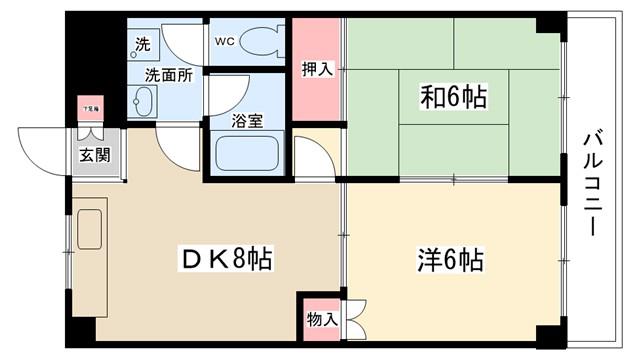 エルム一番館(2DK/2階)の間取り写真