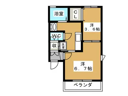 YOKOHAMA EASE(2K/2階)の間取り写真