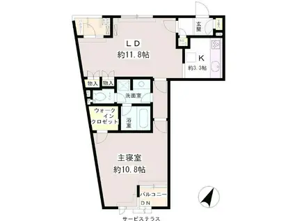 パティオス11番街(1LDK/2階)の間取り写真