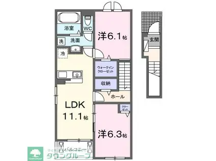 レ プリューム アン(2LDK/2階)の間取り写真