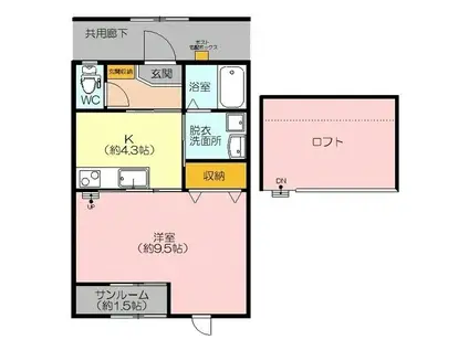ファインモールかいけ(1LDK/2階)の間取り写真
