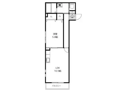 ディアロードユーピー(1LDK/1階)の間取り写真