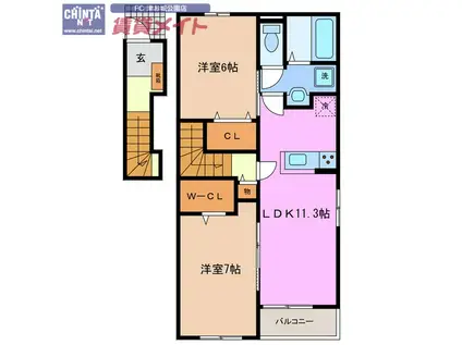 ビッグイヤー II(2LDK/2階)の間取り写真