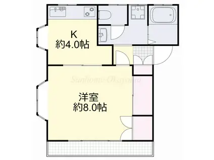サングレースII(1K/2階)の間取り写真