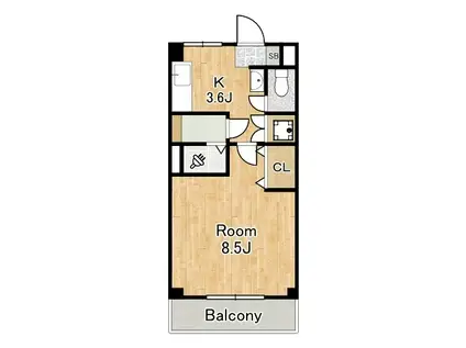 北恩加島 1号棟(1K/4階)の間取り写真