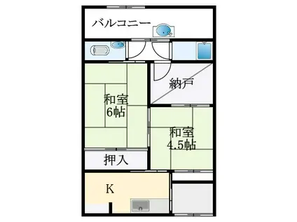 大庭寺アパート(2SK/1階)の間取り写真