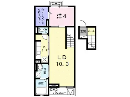 ナオパウム(1LDK/4階)の間取り写真
