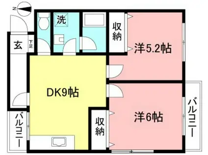 サンフォレスト(2DK/2階)の間取り写真