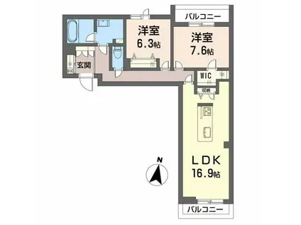 シャーメゾン春日(2LDK/2階)の間取り写真