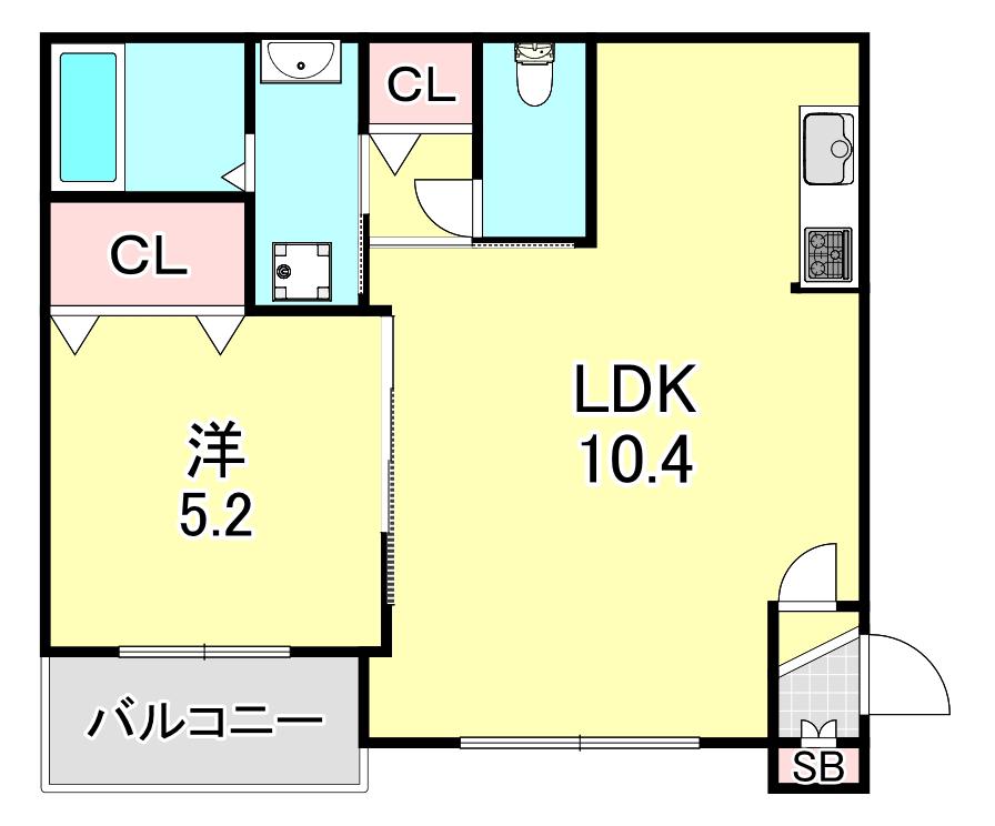 カーサセレーナ住吉(1LDK/1階)の間取り写真