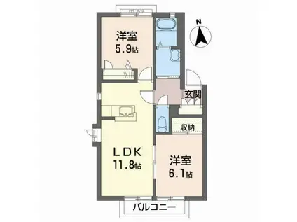 エコープラザVII(2LDK/2階)の間取り写真