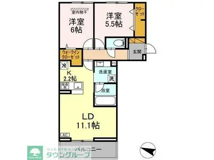 リシェスみのり台 C棟(2LDK/2階)の間取り写真