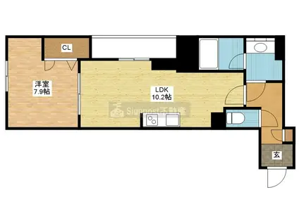 シャーメゾンさかえ町(1LDK/4階)の間取り写真