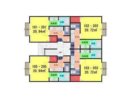 リビエ一ノ割(1K/1階)の間取り写真