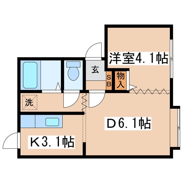 パリエ壱番館(1DK/1階)の間取り写真