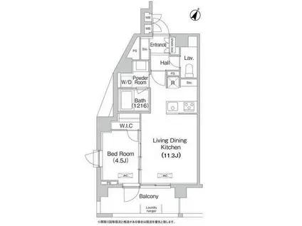 エミネンス高輪台(1LDK/14階)の間取り写真