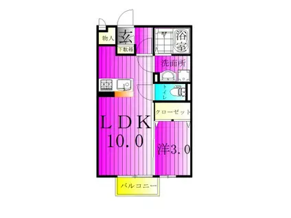 クロスクローバーII(1LDK/2階)の間取り写真