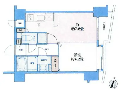 ヴィサージュ池尻(1DK/5階)の間取り写真