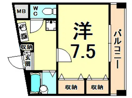 タートルビルII(1K/4階)の間取り写真