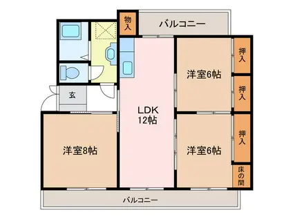 山王マンション(3LDK/2階)の間取り写真