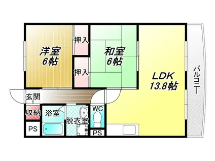 シロハイヌ小阪(2LDK/4階)の間取り写真