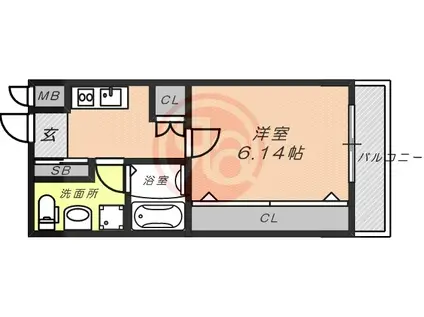 ブライト東住吉(1K/1階)の間取り写真