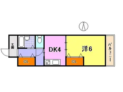 グローリー元町(1DK/7階)の間取り写真