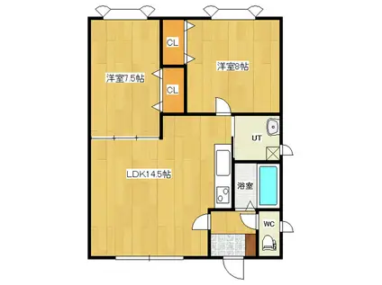 エスタール三楽(2LDK/2階)の間取り写真