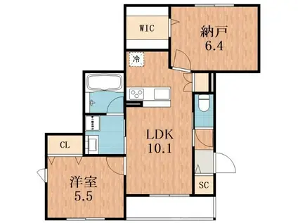 ウエスト PAGO II(1SLDK/1階)の間取り写真