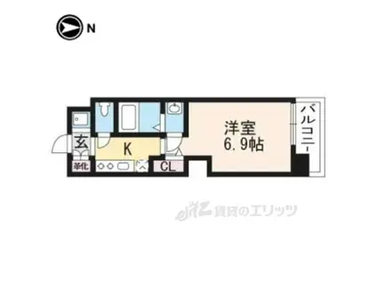 アクアプレイス京都洛南Ⅱ(1K/7階)の間取り写真