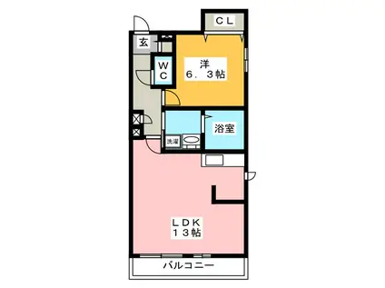 メゾンルミニューズ(1LDK/3階)の間取り写真