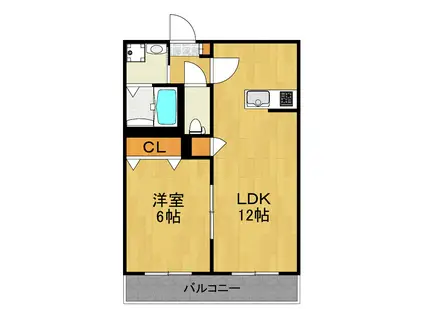 クレストコート中川(1LDK/1階)の間取り写真
