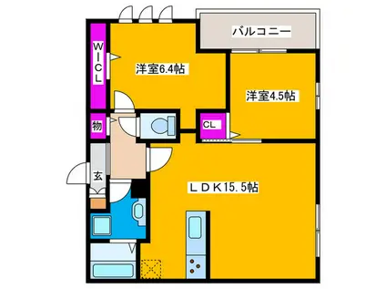 メゾンドール北野田(2LDK/3階)の間取り写真