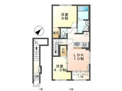 スターテラスII瀬戸(2LDK/2階)の間取り写真