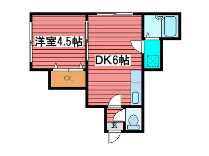 ソシアルビレッジ(1DK/3階)の間取り写真