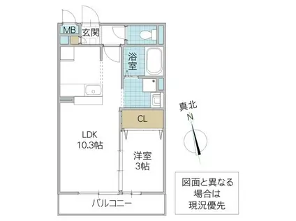 ブリックガーデン(1LDK/2階)の間取り写真