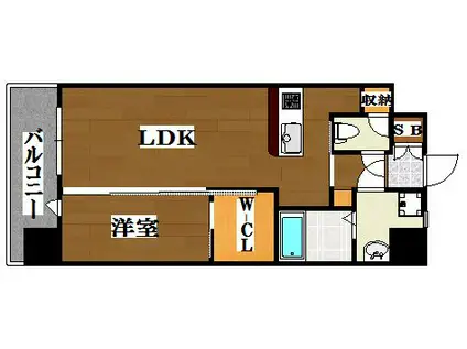 LA FACE EXCELENCIA呉服町(1LDK/2階)の間取り写真