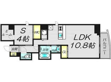 セレニテフラン本町(1SLDK/7階)の間取り写真