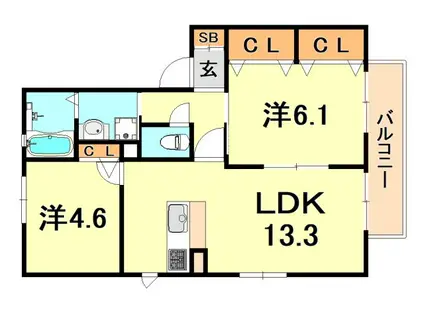 ファミーユ(2LDK/1階)の間取り写真