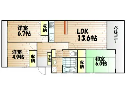サンハイツ21B(3LDK/1階)の間取り写真