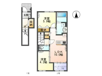RICHESSE(2LDK/2階)の間取り写真