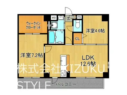 グランシャルム皆実町(1LDK/5階)の間取り写真