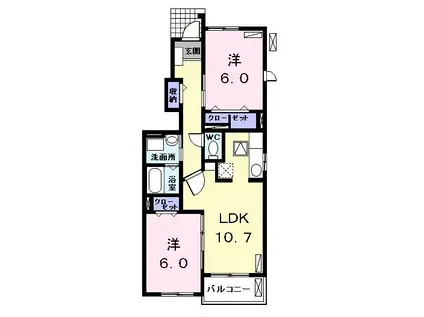 メテオール II(2LDK/1階)の間取り写真