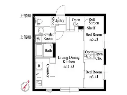 カーサグラッツェ杉並和田(2LDK/2階)の間取り写真
