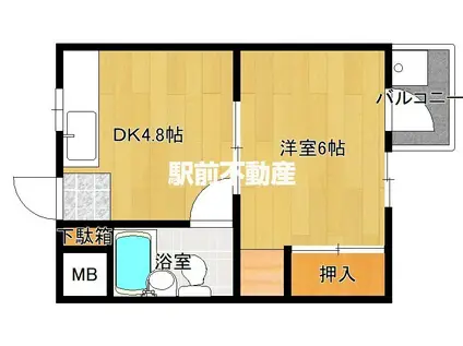 サタビル(1DK/4階)の間取り写真